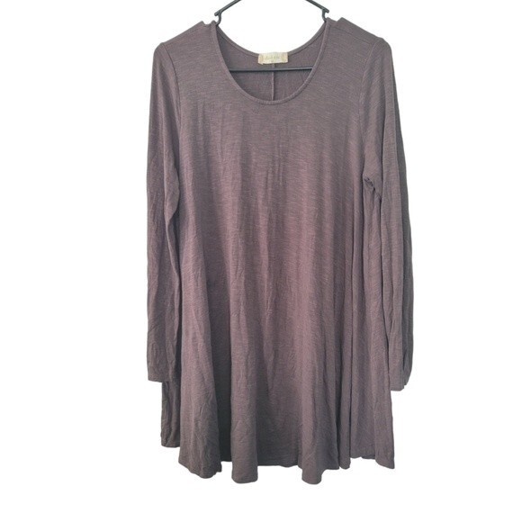 Altar'd State Brown Jersey Knit Mini Dress/Tunic Roll Tab Sleeve Size Medium - Picture 1 of 5